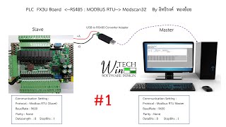 RS485 MODBUS RTU for PLC FX3U Board VS Modscan32 Part 1 [upl. by Soalokin848]