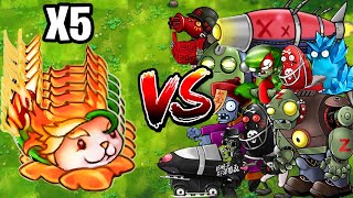 PVZ 1 Fusion Challenge  5 Flaming Cattail Vs All Zombies  Extra Epic Battle [upl. by Aiyram854]