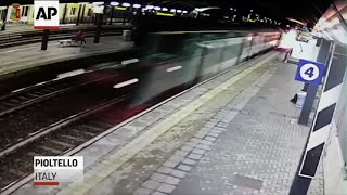 Police Release CCTV Footage Of Italy Train Crash [upl. by Nadbus]