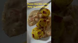 Sneak peak creamy garlic shrimp with Dominican baby mofongo dominicanfood foodie recipe food [upl. by Wolfe374]