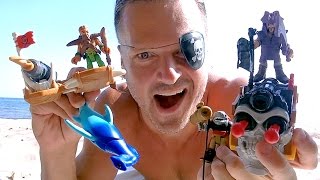 NEW IMAGINEXT PIRATES DAVEY JONES TRIPLE CANNON CAPTAIN KIDD SURF BOARD HAMMERHEAD SHARK REVIEW [upl. by Olly]