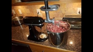 Using a Kitchen Aid meat grinder mixer to make ground venison burgers [upl. by Nyrraf787]