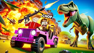 ROBLOX CHOP AND FROSTY SURVIVE T REX ATTACK IN DINOSAUR [upl. by Eikcuhc701]