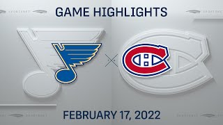 NHL Highlights  Blues vs Canadiens  Feb 17 2022 [upl. by Ennaecarg]