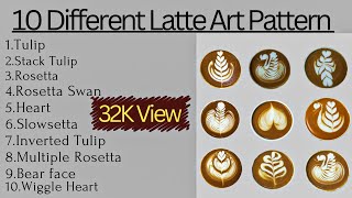 Basic Latte Art Pattern  Tulip Wingtulip  Rosetta  Swan  Heart Inverted  Slowsetta  Bearface [upl. by Uttica]