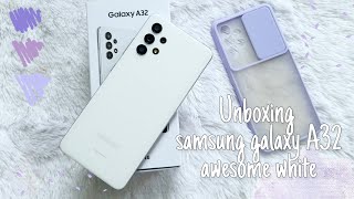 unboxing samsung galaxy A32 awesome white with lilac case 🌸 aesthetic unboxing [upl. by Jordans]