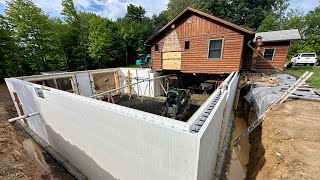 Building an ICF Foundation Under an Existing House  House Build3 [upl. by Suolevram583]