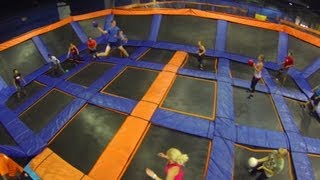 SKY ZONE Trampoline Dodgeball with GoPro Athletes [upl. by Ardin830]