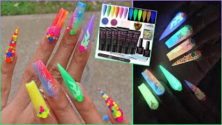 New SXC Cosmetics Glow in the Dark Acrygel Polygel Kit Tutorial Review Okayyy SXC Yall did THAT [upl. by Lillywhite]