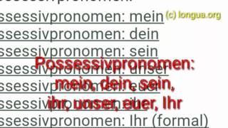 Deutsch lernen Possessivartikel und Possessivpronomen  longuaorg [upl. by Anairb]