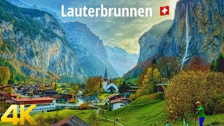 Lauterbrunnen Switzerland walking tour 4K 60fps  A paradise on Earth [upl. by Somerset]