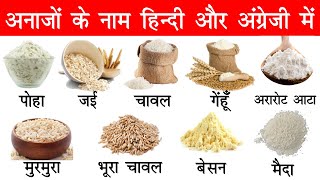 Cereals and Grains name in English and Hindi With Pictures  अनाजों के नाम इंग्लिश और हिंदी में [upl. by Aliahs]