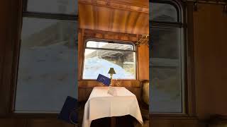 Gourmino dining car winter views gourminodiningcar train rhatischebahn switzerland [upl. by Ruffo125]