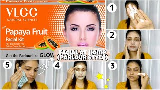 VLCC Papaya Fruit Facial kit Step by stepFacial at Home Parlour styleVLCC Facial kit Review [upl. by Ettesoj]