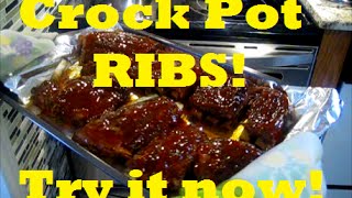 Crock Pot  BBQ Ribs Easy [upl. by Nylsirhc]