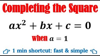 Solve quadratic equation by completing the square in less than 1 minute [upl. by Enomes]