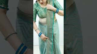 Absolutely amazing cotton silk saree draping  stylish and different saree look heavy saree draping [upl. by Restivo]