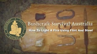 Bushcraft Survival Australia  How To Light A Fire Using Flint And Steel [upl. by Darbie]