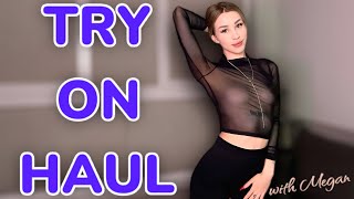 4K Transparent TOPS  SeeThrough Try On Haul At Home l With Megan 💜 [upl. by Stirling647]