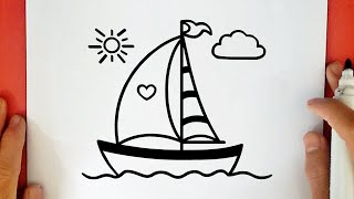 COMO DESENHAR UM BARCO A VELA [upl. by Corine]