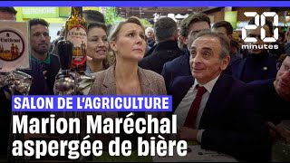 Salon de lAgriculture  Marion Maréchal aspergée de bière [upl. by Latrina388]