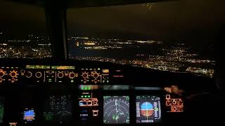 AIRBUS A320 cockpit LANDING AT NIGHT Strasbourg Airport  Cockpit view  Life Of An Airline Pilot [upl. by Salas]