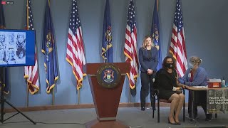 Governor Whitmer Gets Flu Shot at Live Press Conference [upl. by Yesac514]