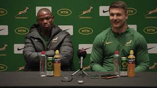 Springbok media conference Makazole Mapimpi and Andre Esterhuizen [upl. by Katerina909]