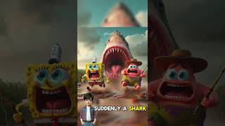 Spongebob and Patrick are afraid of being chased by a giant shark in the mud [upl. by Pagas]