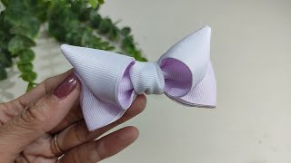 HOW TO MAKE A BOW  TUTORIAL MEMBUAT PITA GROSGRAIN diy handmade craft tutorial [upl. by Ardnnaed665]