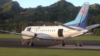 Air Rarotonga Saab 340 lineup takeoff  RAR Rarotonga Airport [upl. by Gregson219]