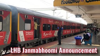 LHB Janmabhoomi Express Announcement  India Railways [upl. by Hegyera]