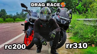 rc 200 bs6 vs rr 310 bs6  drag race 🥵 [upl. by Enomrej]