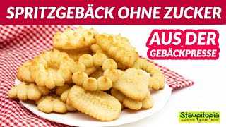 Spritzgebäck ohne Zucker selber machen  ein einfaches Rezept für die Gebäckpresse [upl. by Sim811]