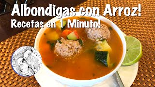 Albondigas con Arroz  Recetas en 1 Minuto [upl. by Enneirda]