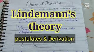 chemical kinetics derivation of Lindemanns theory chemistry notes [upl. by Hedgcock870]