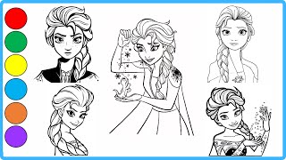 Colouring ELSA  Frozen Disney Princess  Colouring Pages  frozen elsa disney coloring [upl. by Knudson]