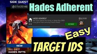 Hades Adherent  Peni Parker and Spiderman 2099 Easy Duel Target ID  MCOC Side Quest July 2023 [upl. by Yhtuv]