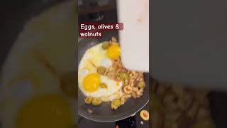 Cooking show FriedeggsTheEasyWay Walnut Olive makinbacon [upl. by Nerland]