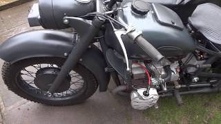 K750 Russian combination motorcycle start Dnepr Ural M72 [upl. by Imiaj]