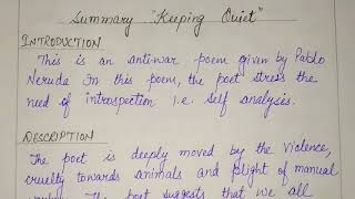 Summary of keeping quiet class12 in Hindi keeping quiet class 12th English Flamingo keeping quiet [upl. by Tiphany137]