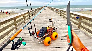 Eating Only What I Catch Off A PRIVATE PIER 24hrs [upl. by Phillie]