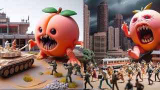 「桃ピーチ怪獣が襲来！」の架空ジオラマ Fictional diorama of “Peach Peach Monster Attacks” [upl. by Nylidnam]