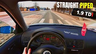 Straight Piped VW Golf 4 19tdi AHF  POV Drive [upl. by Cormack61]