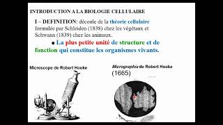 Biologie cellulaire S1  Introduction Théorie cellulaire  Vidéo 1 partie 1 [upl. by Wivestad689]