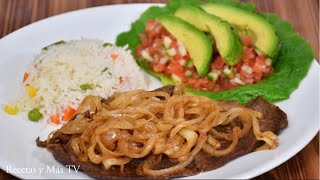 Bistec Encebollado Riquisímo y fácil [upl. by Ahsiym387]