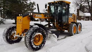 Snow Removal Grader Plowing Heavy Snow opening up road [upl. by Ballou]