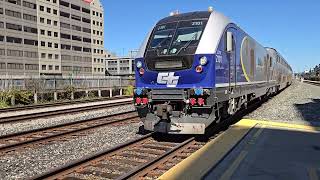 Amtrak Capitol Corridor 733 at Emeryville Station with CDTX 2101 SC44 and 8306 Cab Car amtrak [upl. by Coke]