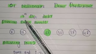 o millionaire draw predictions for 07th December 2023 in English [upl. by Silva]