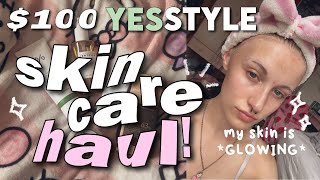 unboxing a MASSIVE yesstyle skincare haul  viral kbeauty [upl. by Fausta259]